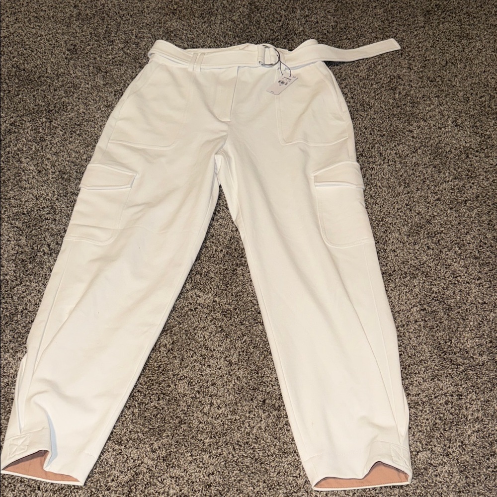 Express White Belted Cargo Pants